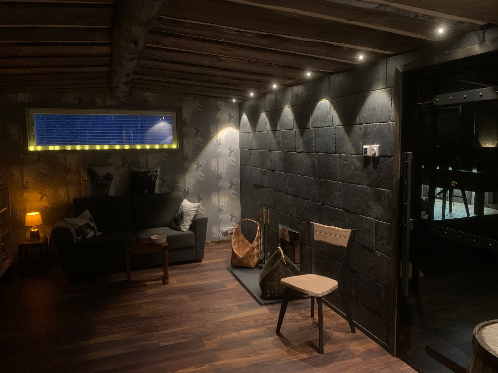 moderni ja tumma olohuone